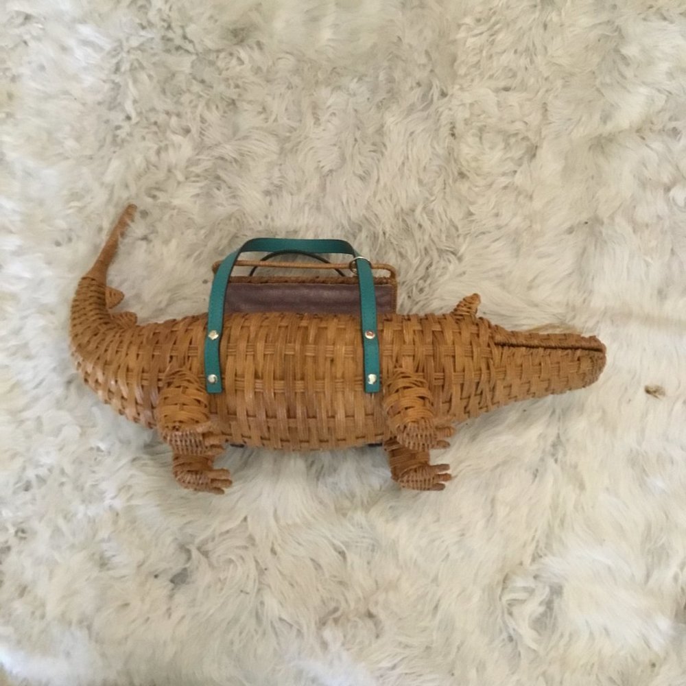 Kate Spade New York swamped 3D wicker alligator handbag new - Picture 1 of 3